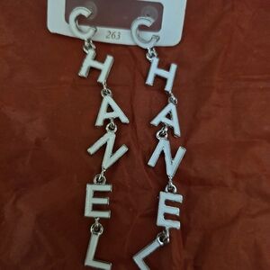 Metallic Letter Drop Earrings